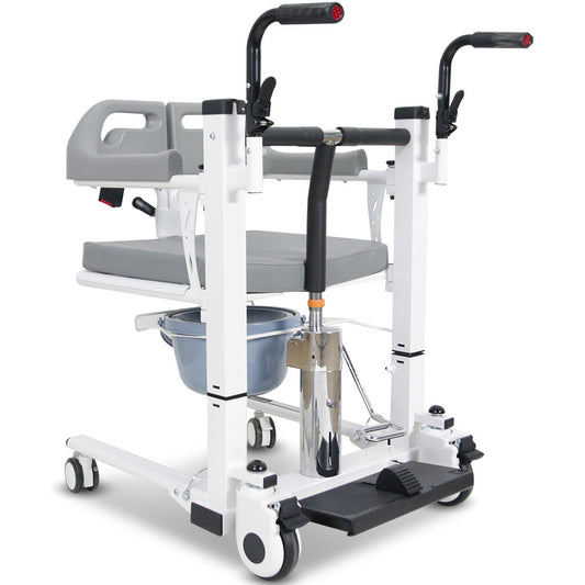 Equipmed Patient Lift Transfer Chair, Easy Hydraulic Height Adjustment, Shower Compatible, Over Toilet, V219-HELTRNEQHT5A