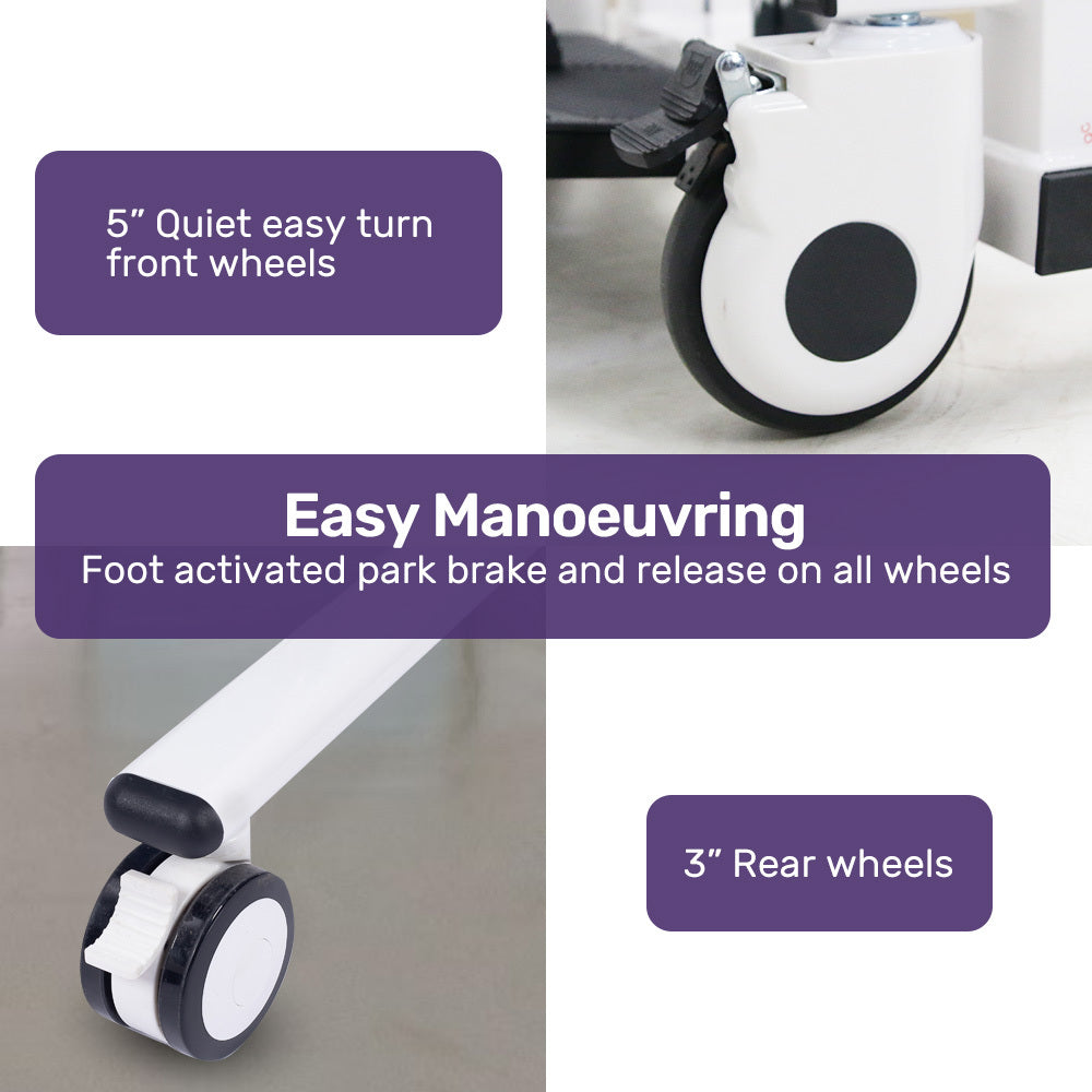 Equipmed Patient Lift Transfer Chair, Easy Hydraulic Height Adjustment, Shower Compatible, Over Toilet, V219-HELTRNEQHT5A