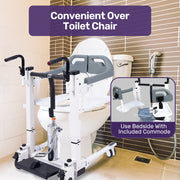 Equipmed Patient Lift Transfer Chair, Easy Hydraulic Height Adjustment, Shower Compatible, Over Toilet, V219-HELTRNEQHT5A