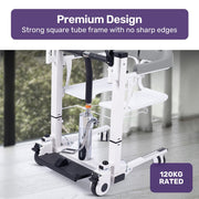 Equipmed Patient Lift Transfer Chair, Easy Hydraulic Height Adjustment, Shower Compatible, Over Toilet, V219-HELTRNEQHT5A