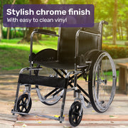 Equipmed Folding Manual Wheelchair Self Propelled, 24" Rear Wheels, Chrome Steel Frame, 46cm Wide Seat, 100kg V219-HELWLCEQ1EKA