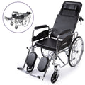 Equipmed Folding Manual Reclining Wheelchair Self Propelled, 24" Rear Wheels, Chrome Steel Frame, 46cm Wide V219-HELWLCEQ1RKA