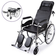 Equipmed Folding Manual Reclining Wheelchair Self Propelled, 24" Rear Wheels, Chrome Steel Frame, 46cm Wide V219-HELWLCEQ1RKA