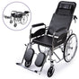 Equipmed Folding Manual Reclining Wheelchair Self Propelled, 24" Rear Wheels, Chrome Steel Frame, 46cm Wide V219-HELWLCEQ1RKA