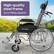 Equipmed Folding Manual Reclining Wheelchair Self Propelled, 24" Rear Wheels, Chrome Steel Frame, 46cm Wide V219-HELWLCEQ1RKA