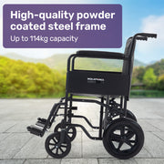 EQUIPMED Folding Transit Manual Wheelchair, Attendant Propelled, Steel Frame, Wide Seat, Comfortable for V219-HELWLCEQB51A