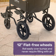 EQUIPMED Folding Transit Manual Wheelchair, Attendant Propelled, Steel Frame, Wide Seat, Comfortable for V219-HELWLCEQB51A