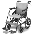 Equipmed Folding Transit Wheelchair, Lightweight Aluminium for Easy Transport, Grey V219-HELWLCEQG41A