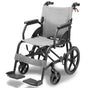 Equipmed Folding Transit Wheelchair, Lightweight Aluminium for Easy Transport, Grey V219-HELWLCEQG41A