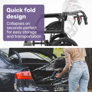 Equipmed Folding Transit Wheelchair, Lightweight Aluminium for Easy Transport, Grey V219-HELWLCEQG41A