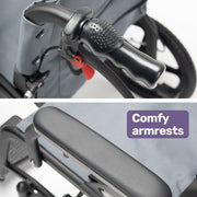 Equipmed Folding Transit Wheelchair, Lightweight Aluminium for Easy Transport, Grey V219-HELWLCEQG41A