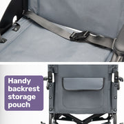 Equipmed Folding Transit Wheelchair, Lightweight Aluminium for Easy Transport, Grey V219-HELWLCEQG41A