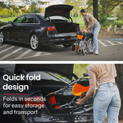 EQUIPMED Folding Aluminium Wheelchair, 20" Wheels, Park Brakes, 100kg Capacity, Orange V219-HELWLCEQO20A