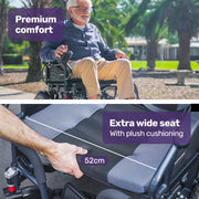 Equipmed Electric Folding Wheelchair, Wide Bariatric Chair Seat, Comfortable for S-XL, Long Range, Lithium V219-HELWLCEQPGK4A
