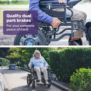 Equipmed Electric Folding Wheelchair, Wide Bariatric Chair Seat, Comfortable for S-XL, Long Range, Lithium V219-HELWLCEQPGK4A