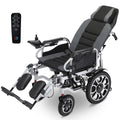 EQUIPMED Electric Wheelchair, Power Recline, Long Range, Lithium Battery, 16" Rear Wheels, Headrest, Folding, V219-HELWLCEQPGK9A