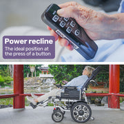 EQUIPMED Electric Wheelchair, Power Recline, Long Range, Lithium Battery, 16" Rear Wheels, Headrest, Folding, V219-HELWLCEQPGK9A