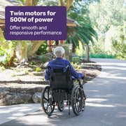 EQUIPMED Electric Wheelchair Folding, Long Range, Airline Approved, Lithium Battery, 24" Light Rear Wheels, V219-HELWLCEQPKB2A