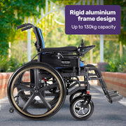EQUIPMED Electric Wheelchair Folding, Long Range, Airline Approved, Lithium Battery, 24" Light Rear Wheels, V219-HELWLCEQPKB2A