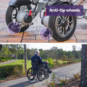 EQUIPMED Electric Wheelchair Folding, Long Range, Airline Approved, Lithium Battery, 24" Light Rear Wheels, V219-HELWLCEQPKB2A