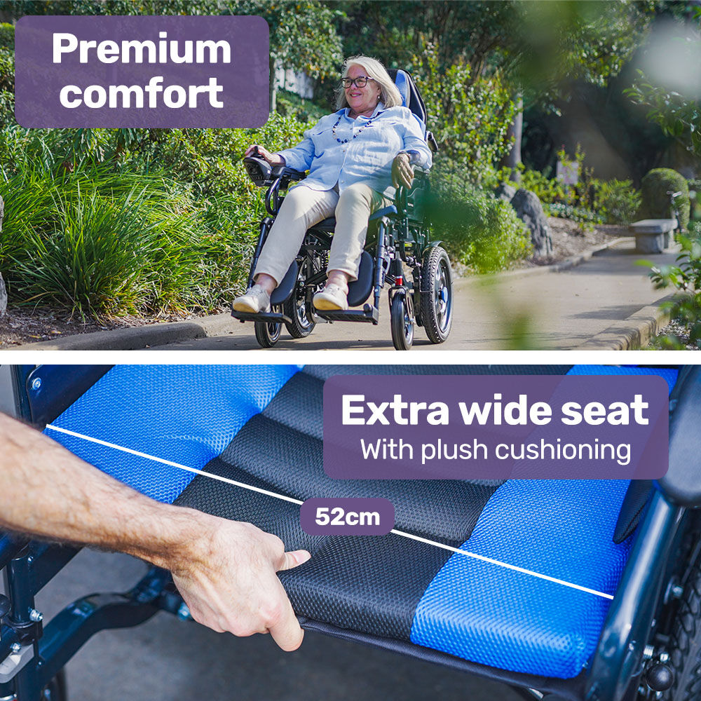EQUIPMED Power Electric Wheelchair, Wide Bariatric Chair, Comfortable for S-XL, Long Range, Recline V219-HELWLCEQPKB5A