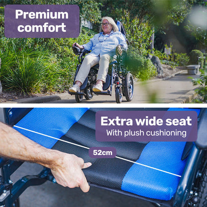 EQUIPMED Power Electric Wheelchair, Wide Bariatric Chair, Comfortable for S-XL, Long Range, Recline V219-HELWLCEQPKB5A