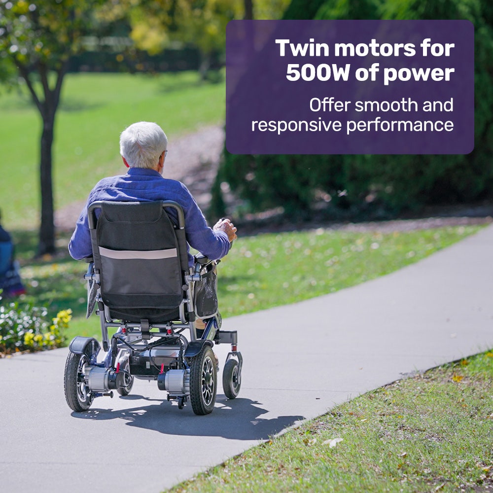 EQUIPMED Power Electric Wheelchair, Long Range, Airline Approved, Folding, Aluminium Frame, Lithium Battery, V219-HELWLCEQPKB6A