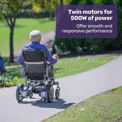 EQUIPMED Power Electric Wheelchair, Long Range, Airline Approved, Folding, Aluminium Frame, Lithium Battery, V219-HELWLCEQPKB6A