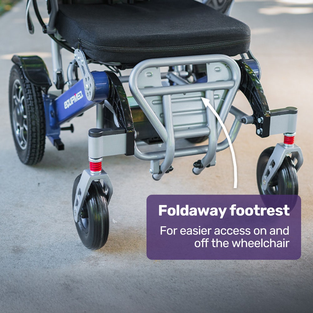 EQUIPMED Power Electric Wheelchair, Long Range, Airline Approved, Folding, Aluminium Frame, Lithium Battery, V219-HELWLCEQPKB6A