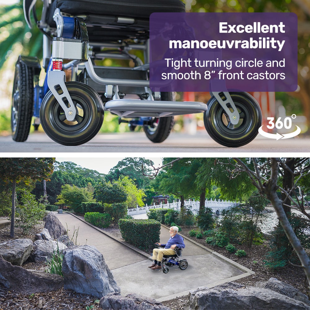 EQUIPMED Power Electric Wheelchair, Long Range, Airline Approved, Folding, Aluminium Frame, Lithium Battery, V219-HELWLCEQPKB6A