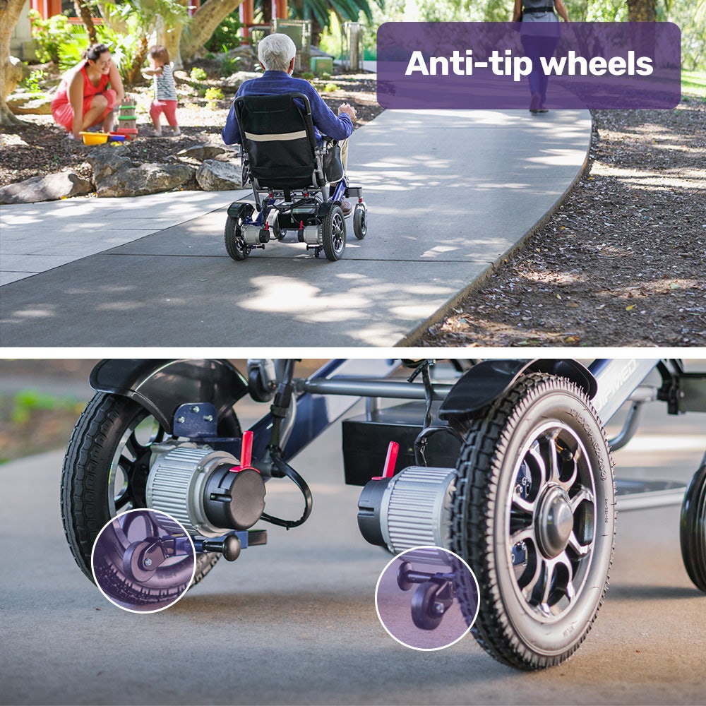 EQUIPMED Power Electric Wheelchair, Long Range, Airline Approved, Folding, Aluminium Frame, Lithium Battery, V219-HELWLCEQPKB6A