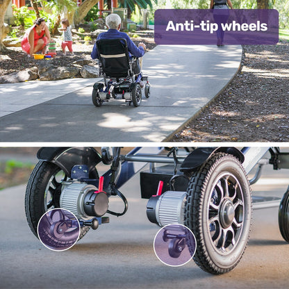 EQUIPMED Power Electric Wheelchair, Long Range, Airline Approved, Folding, Aluminium Frame, Lithium Battery, V219-HELWLCEQPKB6A