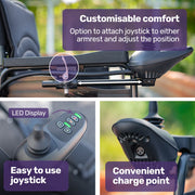 EQUIPMED Electric Wheelchair Folding, Folding, Long Range, Lithium Battery, 24" Rear Wheels, Black V219-HELWLCEQPKK2A