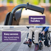 EQUIPMED Electric Wheelchair Folding, Folding, Long Range, Lithium Battery, 24" Rear Wheels, Black V219-HELWLCEQPKK2A