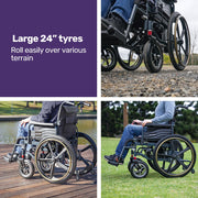 EQUIPMED Electric Wheelchair Folding, Folding, Long Range, Lithium Battery, 24" Rear Wheels, Black V219-HELWLCEQPKK2A