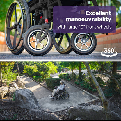 EQUIPMED Electric Wheelchair Folding, Folding, Long Range, Lithium Battery, 24" Rear Wheels, Black V219-HELWLCEQPKK2A