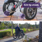 EQUIPMED Electric Wheelchair Folding, Folding, Long Range, Lithium Battery, 24" Rear Wheels, Black V219-HELWLCEQPKK2A