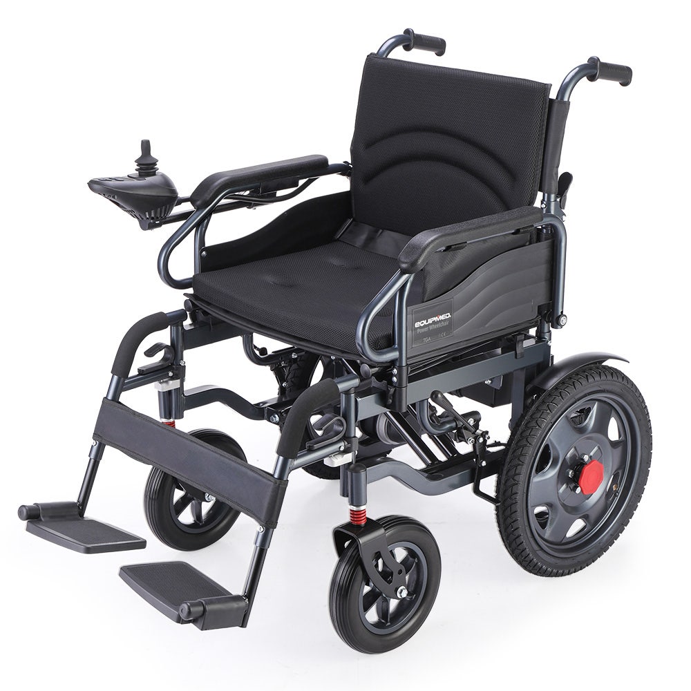 EQUIPMED Electric Folding Wheelchair, Wide Bariatric Chair Seat, Comfortable for S-XL, Long Range, Lithium V219-HELWLCEQPKK4A