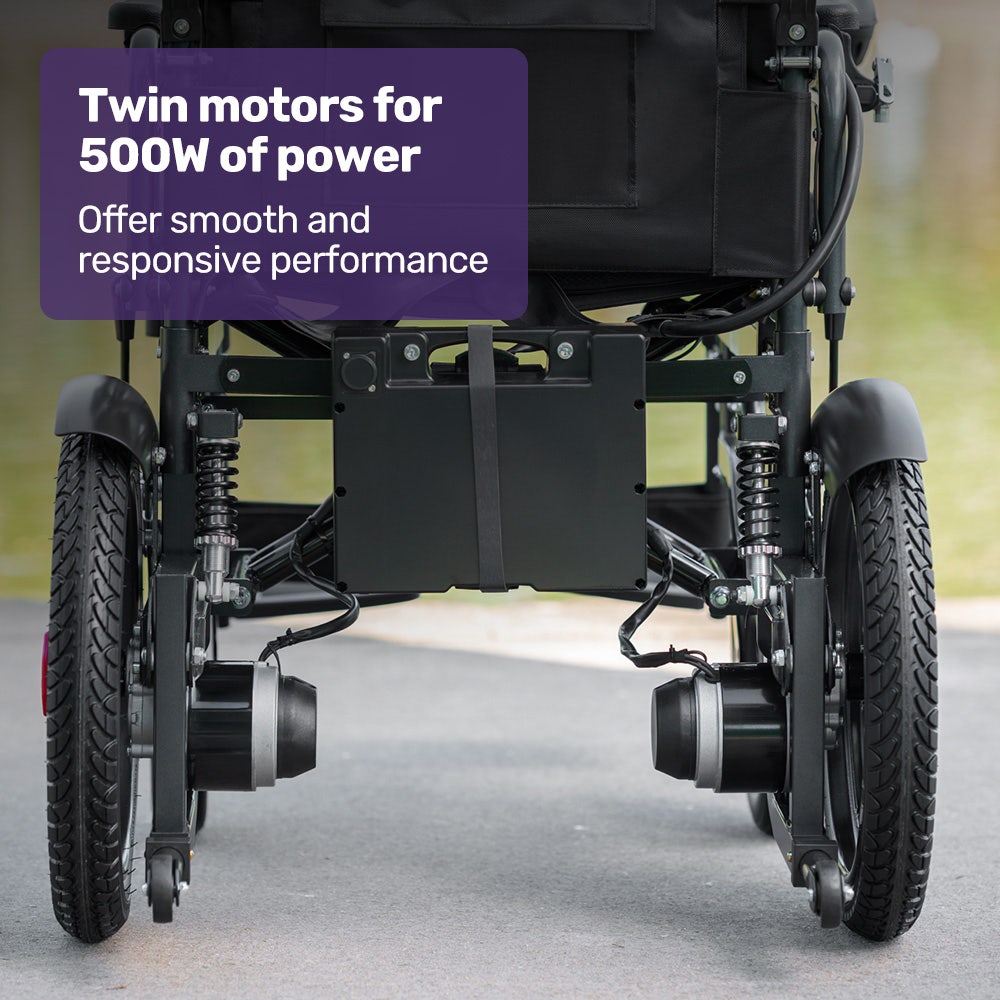 EQUIPMED Electric Folding Wheelchair, Wide Bariatric Chair Seat, Comfortable for S-XL, Long Range, Lithium V219-HELWLCEQPKK4A