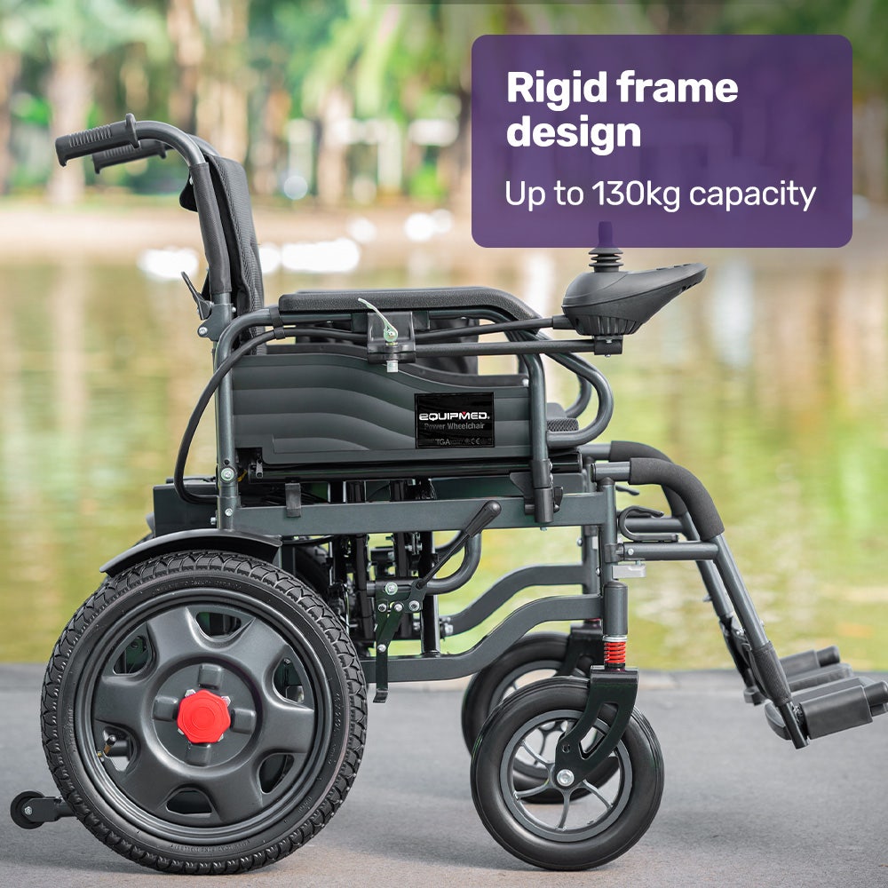 EQUIPMED Electric Folding Wheelchair, Wide Bariatric Chair Seat, Comfortable for S-XL, Long Range, Lithium V219-HELWLCEQPKK4A