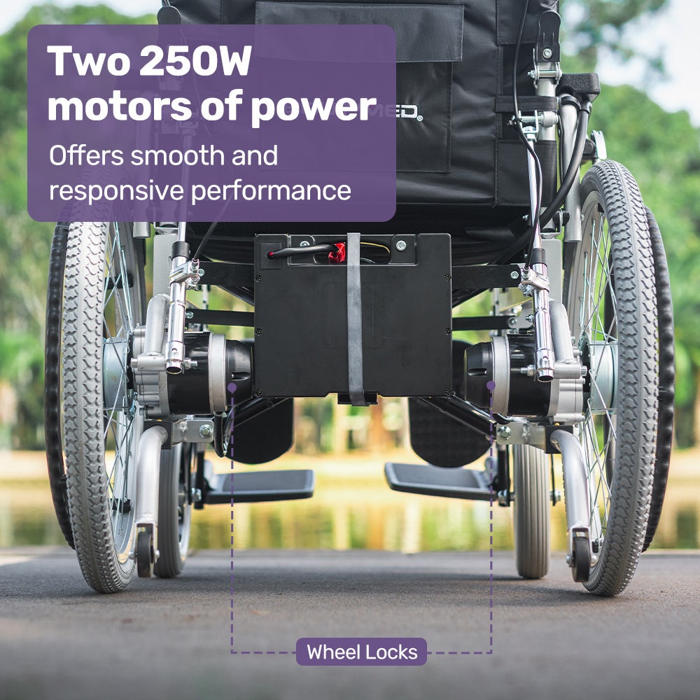 EQUIPMED Power Electric Wheelchair, XL Wide Bariatric Chair Seat, Long Range, Airline Approved, Recline V219-HELWLCEQPKK5A
