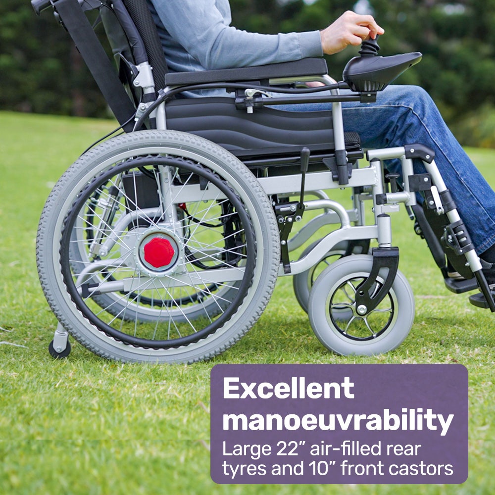 EQUIPMED Power Electric Wheelchair, XL Wide Bariatric Chair Seat, Long Range, Airline Approved, Recline V219-HELWLCEQPKK5A