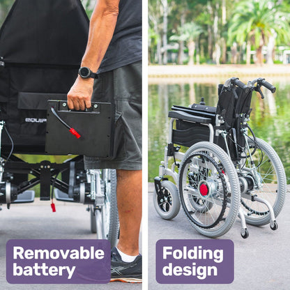EQUIPMED Power Electric Wheelchair, XL Wide Bariatric Chair Seat, Long Range, Airline Approved, Recline V219-HELWLCEQPKK5A