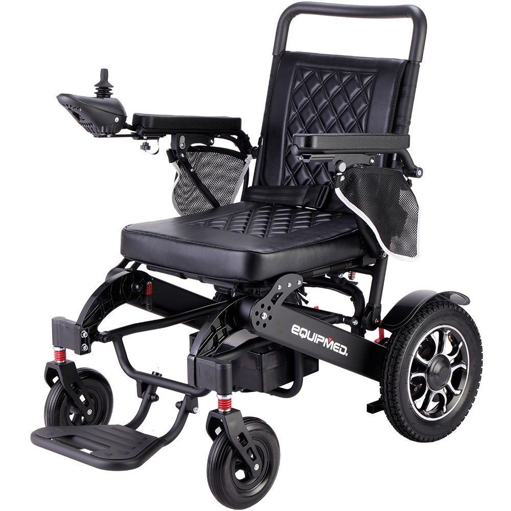 EQUIPMED Electric Folding Wheelchair, Long Range, Airline Approved, Aluminium Frame, Lithium Battery, Black V219-HELWLCEQPKK6A