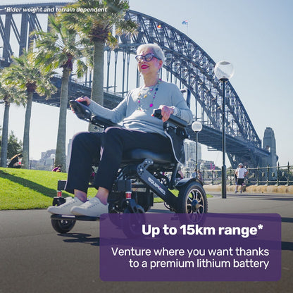 EQUIPMED Electric Folding Wheelchair, Long Range, Airline Approved, Aluminium Frame, Lithium Battery, Black V219-HELWLCEQPKK6A