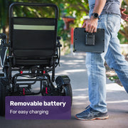 EQUIPMED Electric Folding Wheelchair, Long Range, Airline Approved, Aluminium Frame, Lithium Battery, Black V219-HELWLCEQPKK6A