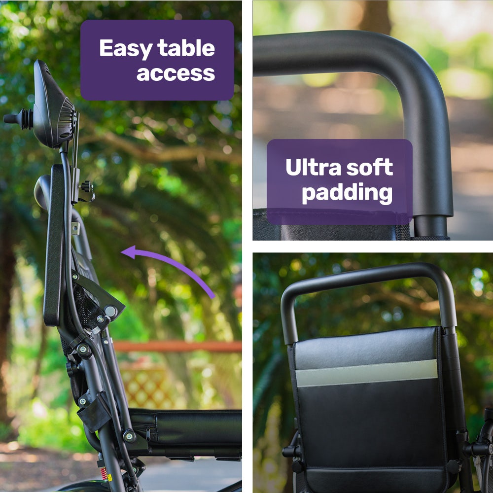 EQUIPMED Electric Folding Wheelchair, Long Range, Airline Approved, Aluminium Frame, Lithium Battery, Black V219-HELWLCEQPKK6A