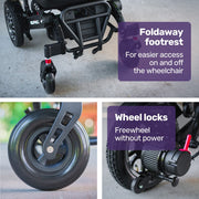 EQUIPMED Electric Folding Wheelchair, Long Range, Airline Approved, Aluminium Frame, Lithium Battery, Black V219-HELWLCEQPKK6A