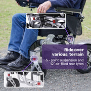 EQUIPMED Power Electric Wheelchair, Airline Approved Wheel Chair, Lightweight, Folding, Long Range, Lithium V219-HELWLCEQPKS6A