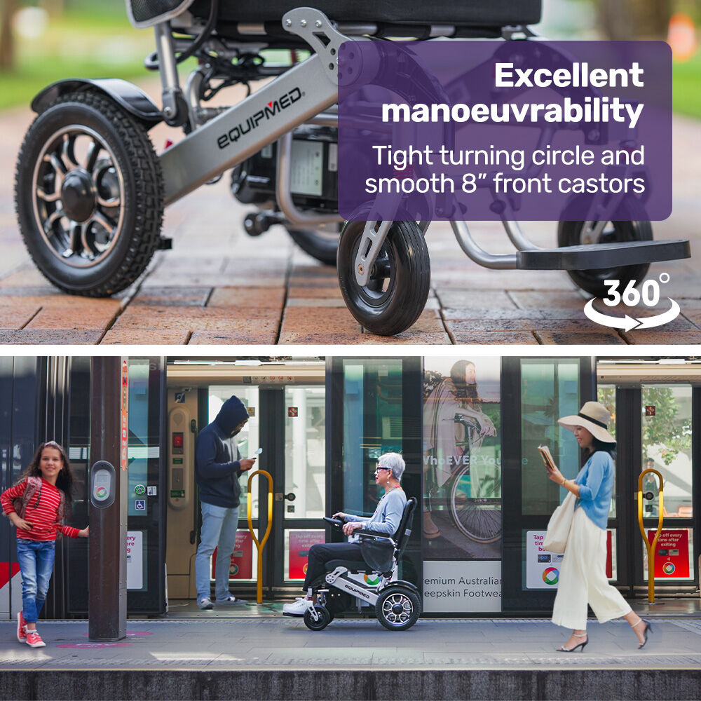 EQUIPMED Power Electric Wheelchair, Airline Approved Wheel Chair, Lightweight, Folding, Long Range, Lithium V219-HELWLCEQPKS6A